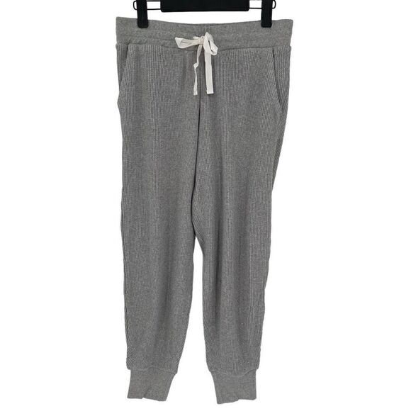 Style & Co Ribbed Knit Jogger Pants Drawstring Women Medium Light Grey Heather - Picture 1 of 5